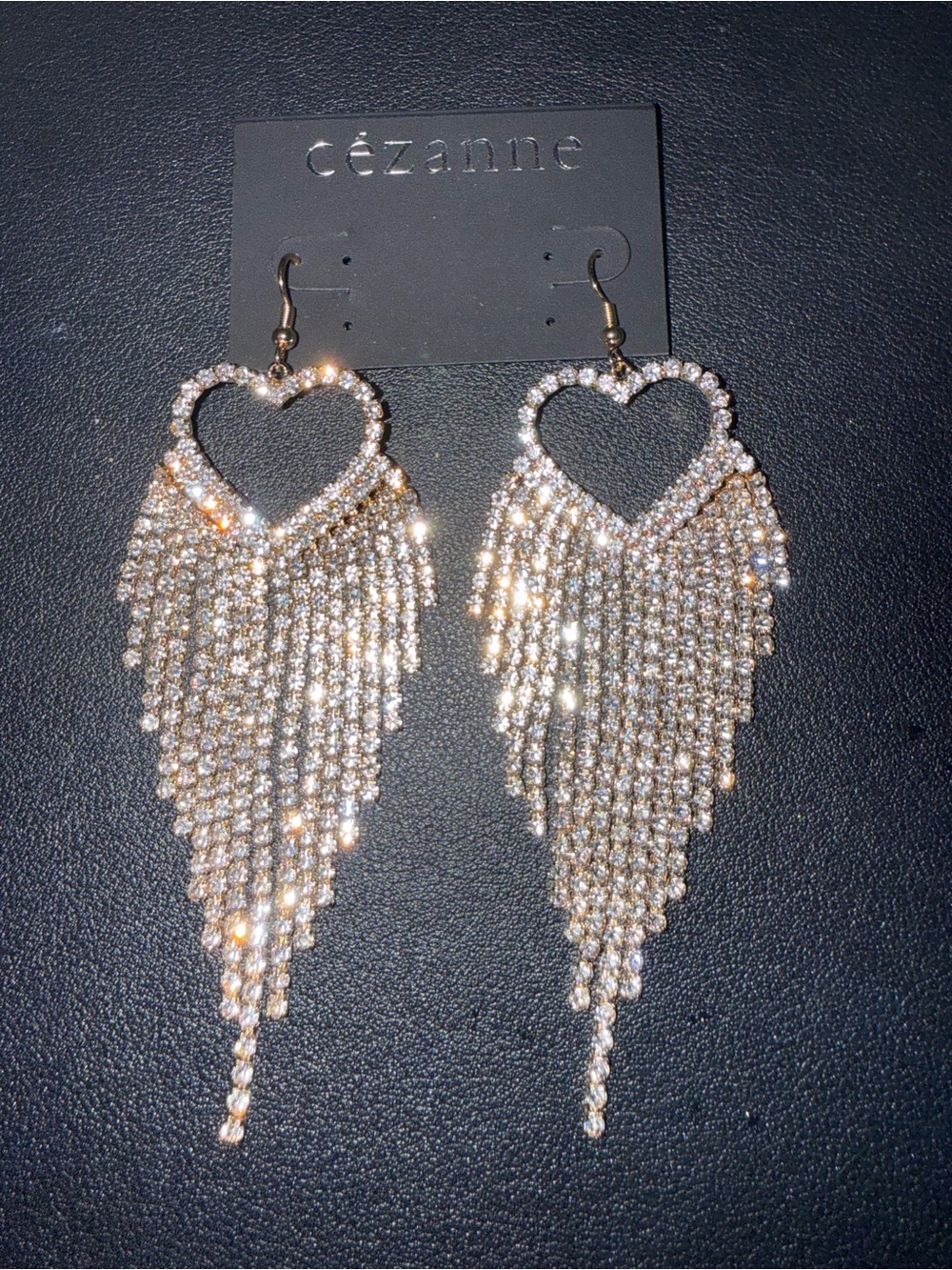 cézanne Gold Heart Fringe Crystal Drop Earrings